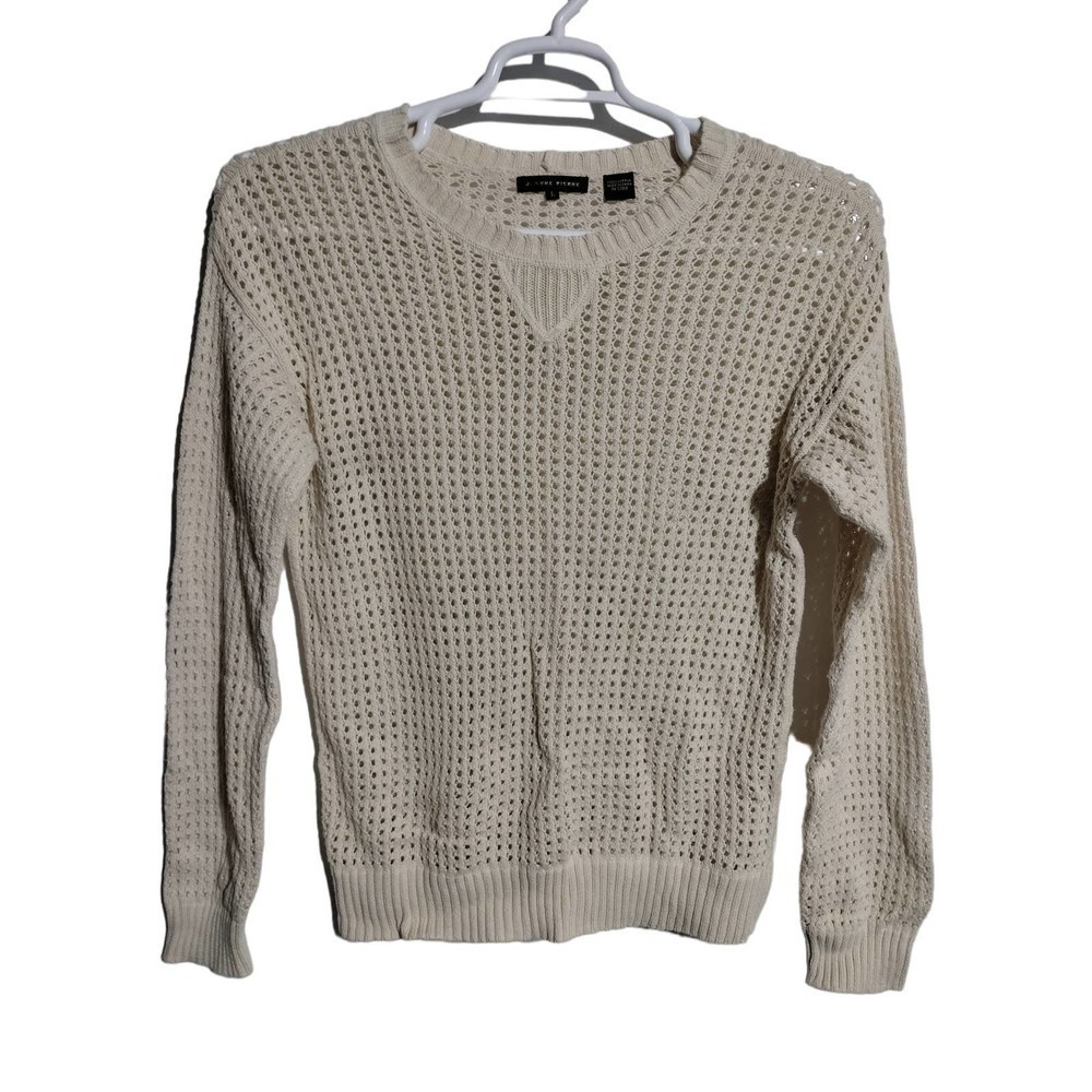 Jeanne Pierre lt beige sweater see thru 100% cotton Vintage woman large vintage